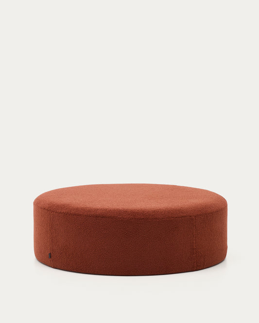 Repose-pieds déhoussable Kaeli en bouclette terracotta Ø 120 cm