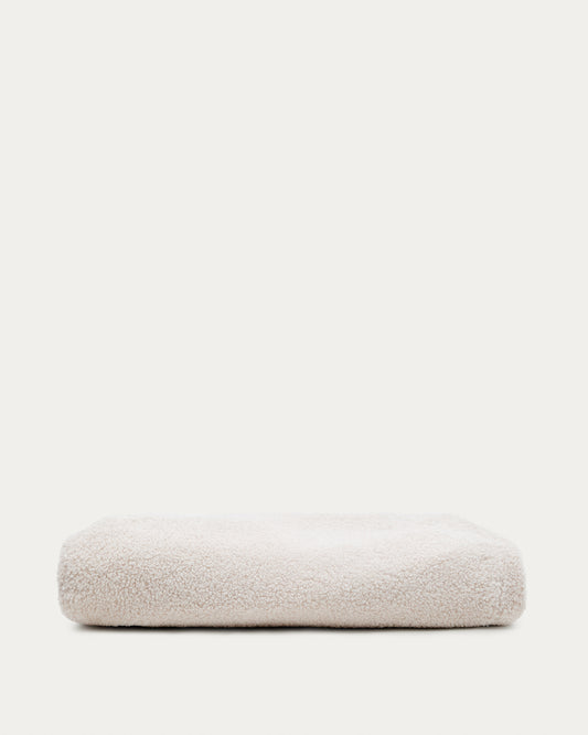 Housse pour repose-pieds Kaeli en bouclette écru Ø 43 cm