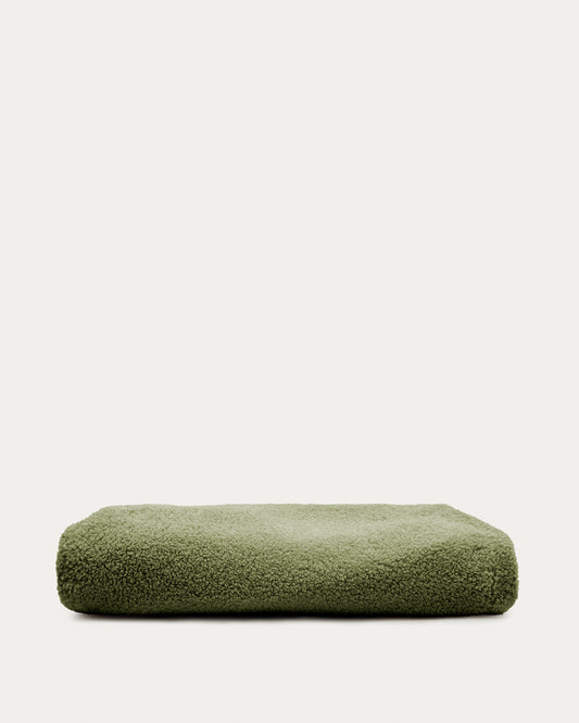 Housse pour repose-pieds Kaeli en bouclette vert Ø 60 cm