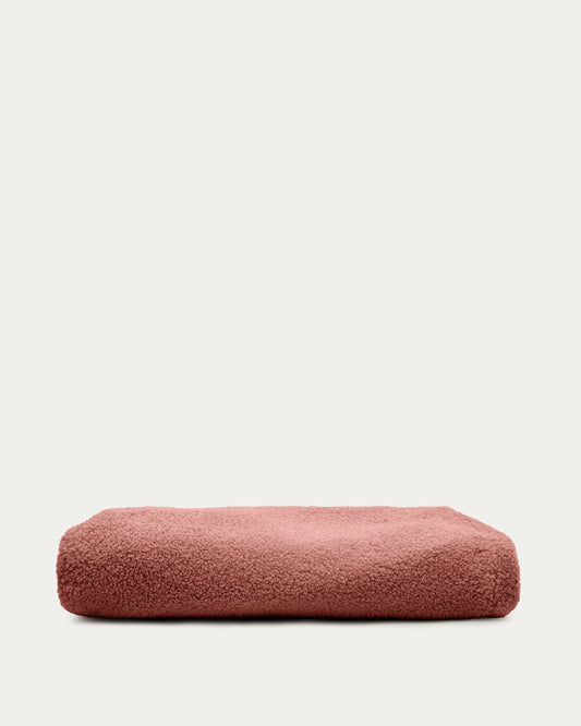 Housse pour repose-pieds Kaeli en bouclette terracotta Ø 60 cm