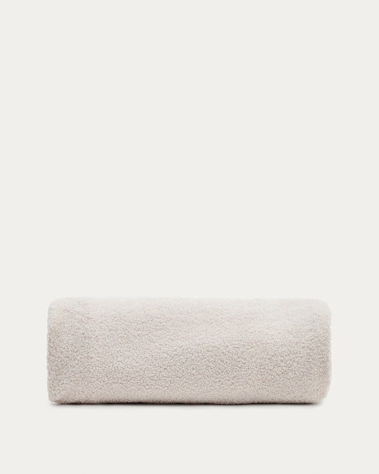 Housse pour repose-pieds Kaeli en bouclette écru Ø 90 cm