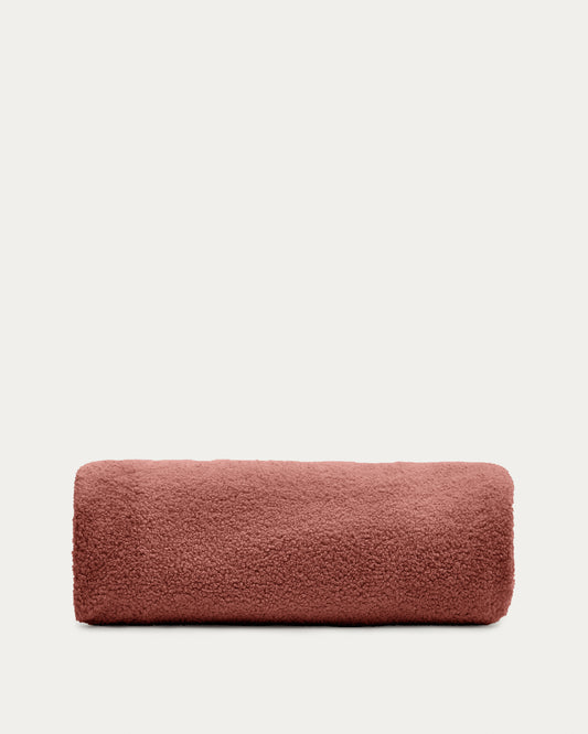 Housse pour repose-pieds Kaeli en bouclette terracotta Ø 90 cm