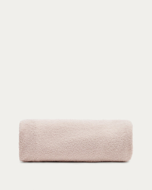 Housse pour repose-pieds Kaeli en bouclette rose Ø 90 cm