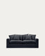 Nora 3-seater sofa with removable cover with linen and cotton cushions in anthracite grey 240cm