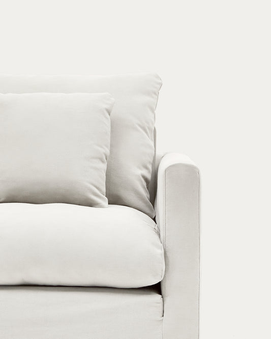 Housse pour fauteuil Nora en lin et coton écru 92 cm