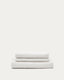 Nora armchair cover in ecru linen and cotton 92cm