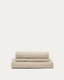Nora armchair cover in taupe linen and cotton 140cm