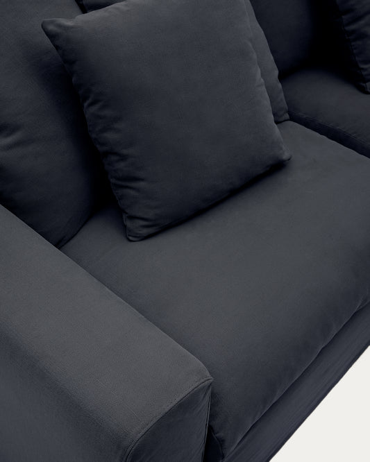 Housse pour canapé 3 places Nora en lin et coton gris anthracite