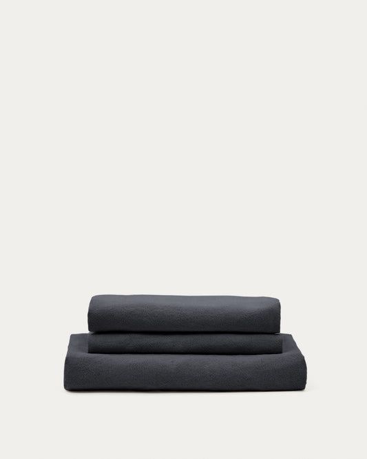 Housse pour canapé 3 places Nora en lin et coton gris anthracite