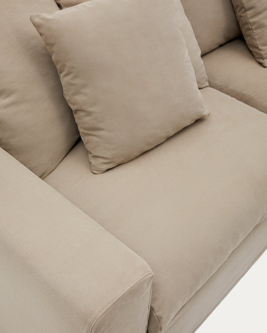 Housse pour canapé 3 places Nora en lin et coton taupe