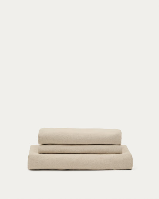 Housse pour canapé 4 places Nora en lin et coton taupe