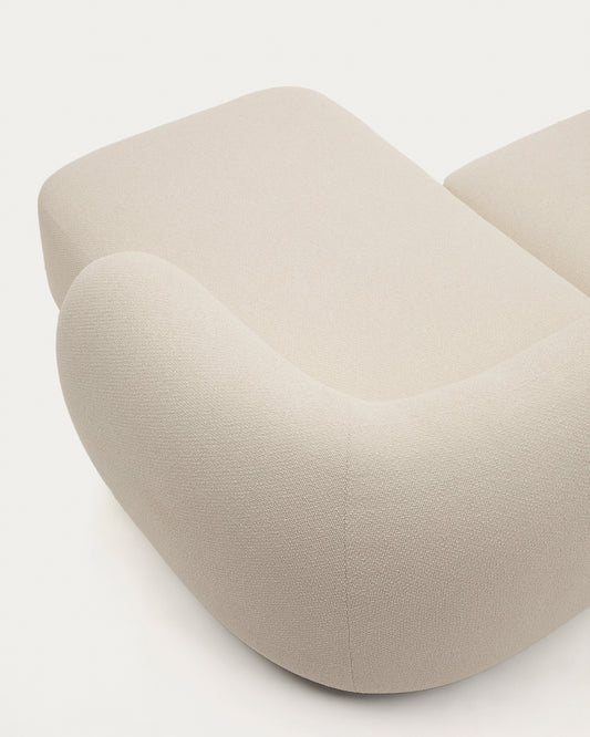 Canapé modulable Martina 2 places en chenille avec méridienne droite couleur écrue 230 cm