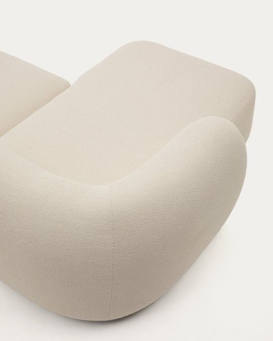 Canapé modulable Martina 3 places en chenille avec méridienne gauche couleur écrue 287 cm