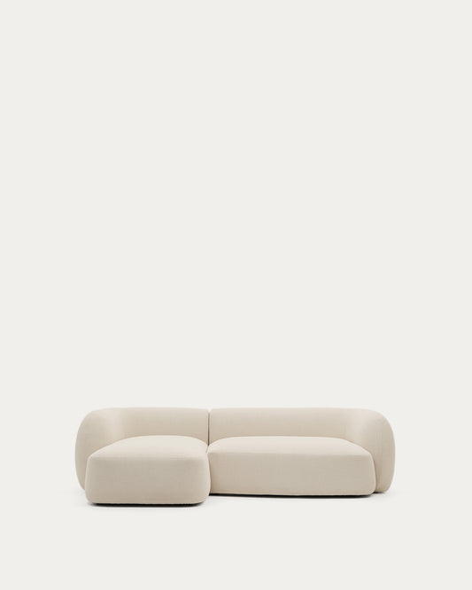 Canapé modulable Martina 3 places en chenille avec méridienne gauche couleur écrue 287 cm