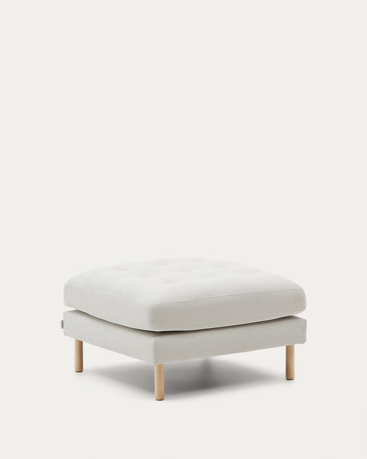 Repose-pied Debra en chenille perle pieds finition naturelle 80 x 80 cm FSC Mix Credit