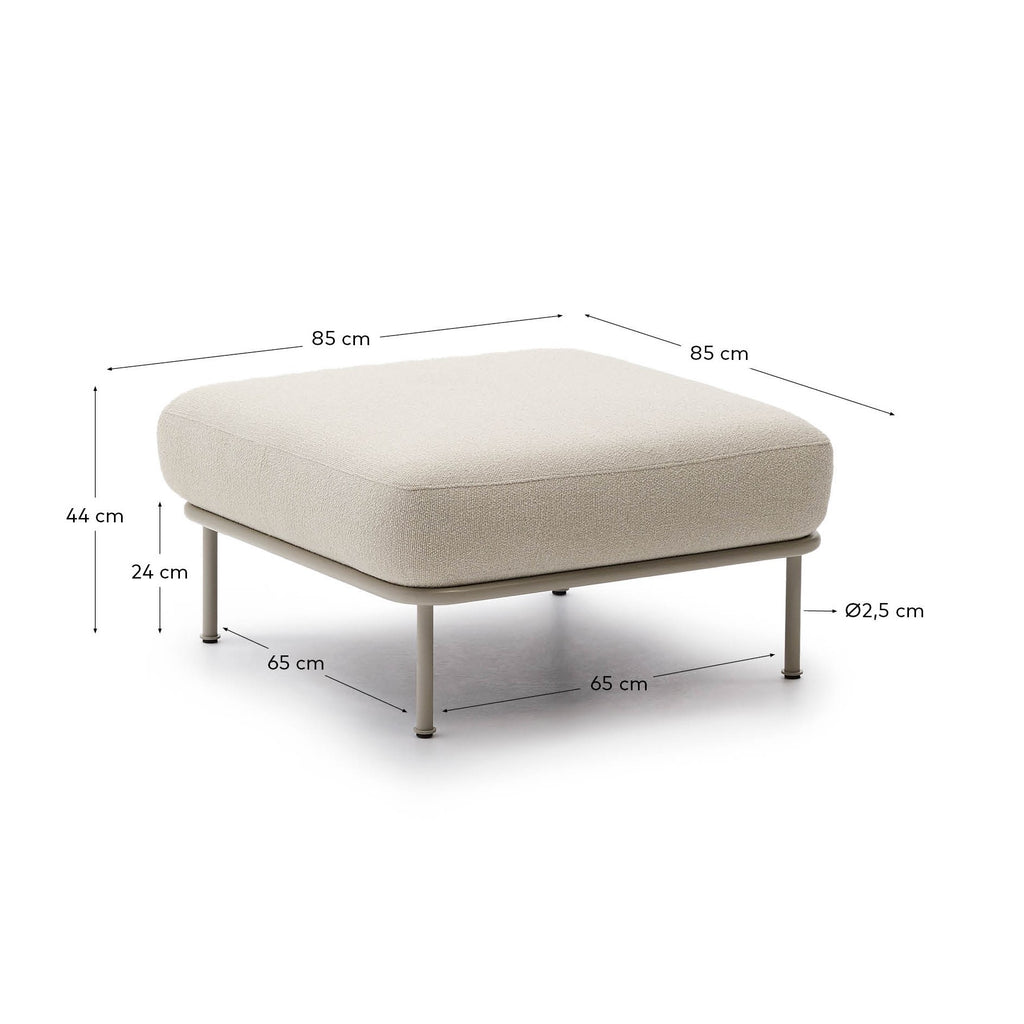 Repose-pieds Aurum chenille écrue et base en métal gris mat 85 x 85 cm FSC Mix Credit