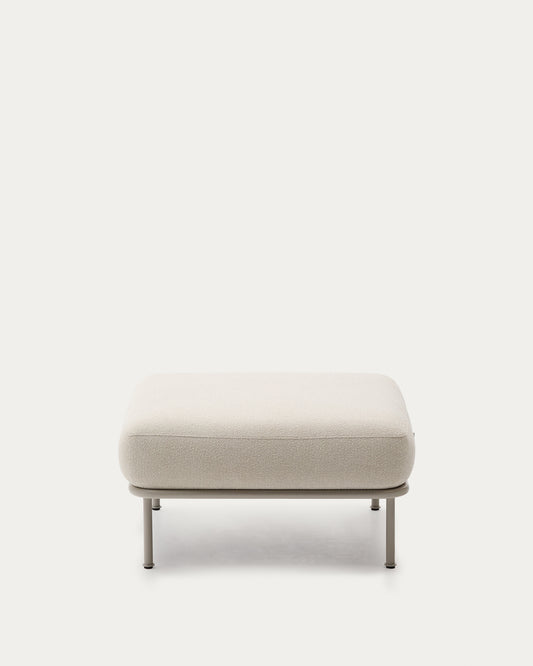 Repose-pieds Aurum chenille écrue et base en métal gris mat 85 x 85 cm FSC Mix Credit