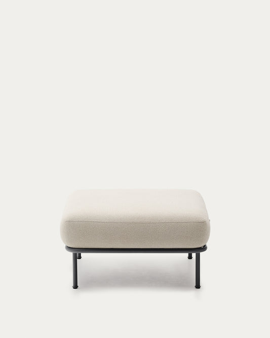 Repose-pieds Aurum chenille écrue et base en métal gris mat 85 x 85 cm FSC Mix Credit