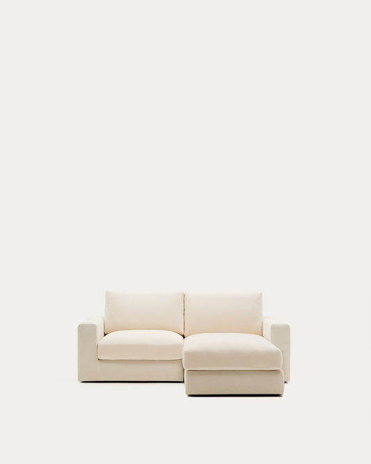 Canapé modulable déhoussable Alea 3 places avec méridienne droite chenille écrue 220 cm