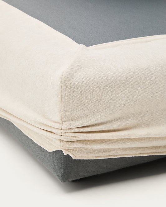 Housse pour pouf terminal gauche Alea en chenille écrue