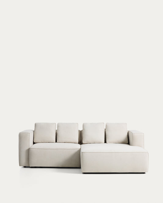 Canapé-lit Marela 3 places avec méridienne droite en chenille beige 236 cm FSC Mix Credit