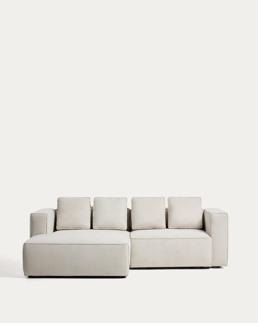 Canapé-lit Marela 3 places avec méridienne gauche en chenille beige 236 cm FSC Mix Credit