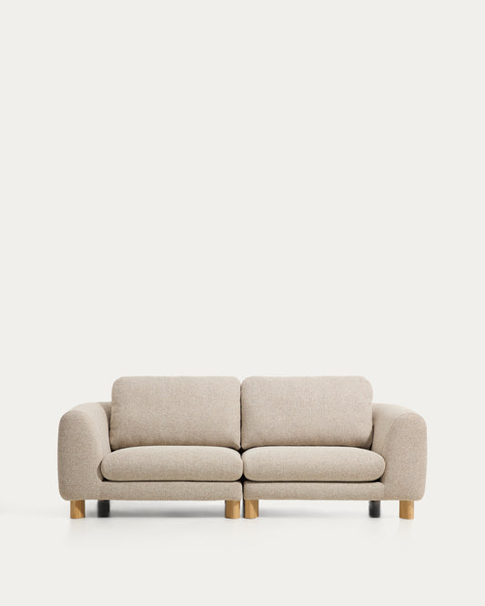Canapé Vera 3 places beige avec pieds en frêne massif finition naturelle 230 cm FSC Mix Credit