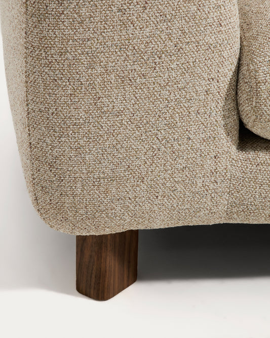 Vera beige 4-seater sofa with right-hand chaise longue with walnut-finish solid ash wood legs 322 cm FSC Mix Credit