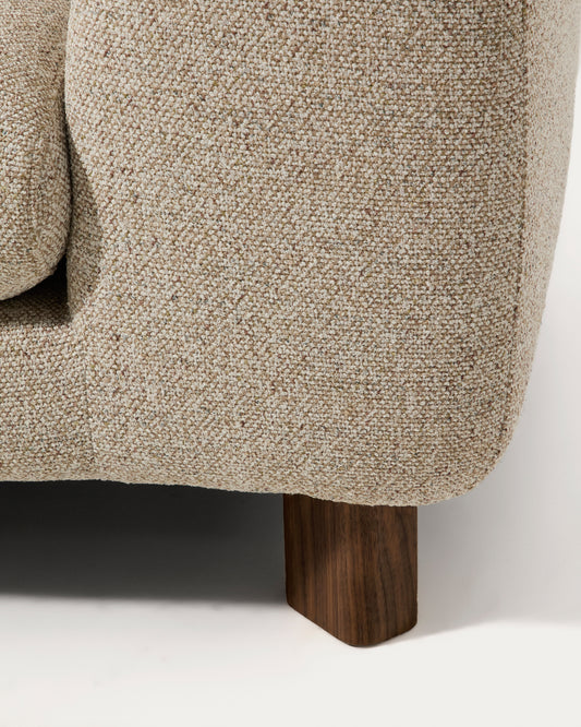 Vera beige 4-seater sofa with left-hand chaise longue with walnut-finish solid ash wood legs 322 cm FSC Mix Credit