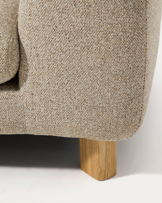 Vera beige 3-seater sofa with left-hand chaise longue with natural-finish solid ash wood legs 232 cm FSC Mix Credit