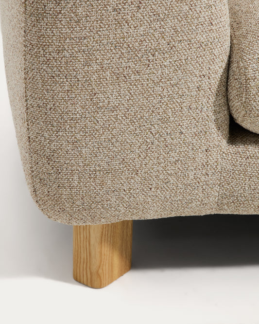 Vera beige 3-seater sofa with right-hand chaise longue with natural-finish solid ash wood legs 232 cm FSC Mix Credit