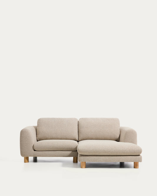 Vera beige 3-seater sofa with right-hand chaise longue with natural-finish solid ash wood legs 232 cm FSC Mix Credit