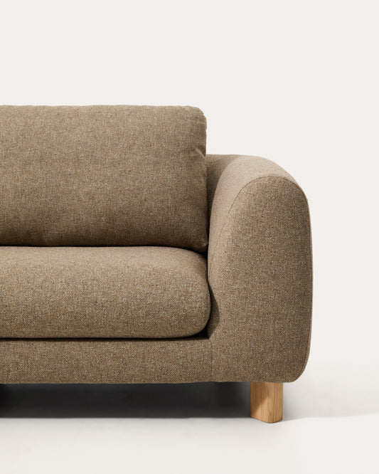 Vera light brown 4-seater sofa with left-hand chaise longue with natural-finish solid ash wood legs 322 cm FSC Mix Credit
