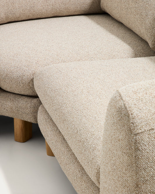 Vera beige 5-seater corner sofa with natural-finish solid ash wood legs 330 x 330 cm FSC Mix Credit