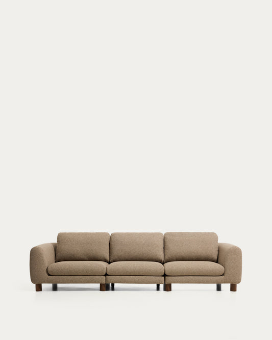 Vera light brown 4-seater sofa with walnut-finish solid ash wood legs 320 cm FSC Mix Credit