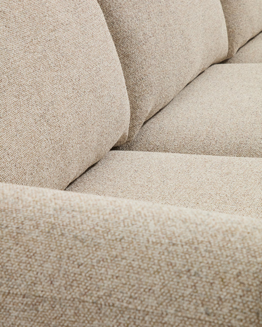 Vera beige 4-seater sofa with walnut-finish solid ash wood legs 320 cm FSC Mix Credit