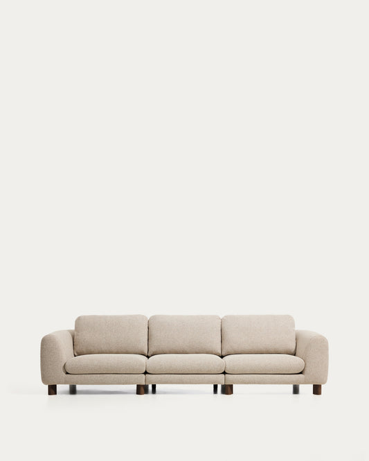 Vera beige 4-seater sofa with walnut-finish solid ash wood legs 320 cm FSC Mix Credit