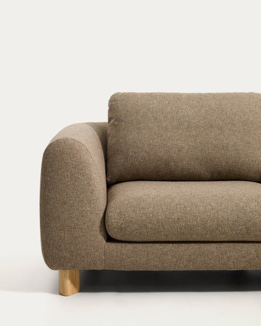 Vera light brown 4-seater sofa with natural-finish solid ash wood legs 320 cm FSC Mix Credit
