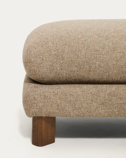 Vera light brown footrest with walnut-finish solid ash wood legs 80 x 80 cm FSC Mix Credit
