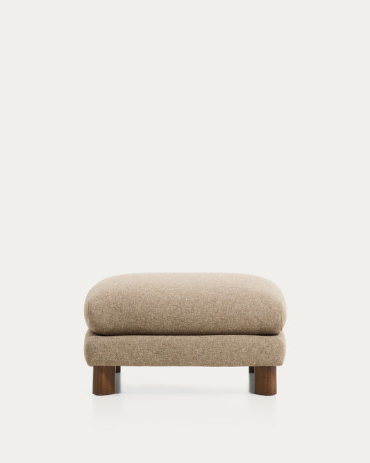 Vera light brown footrest with walnut-finish solid ash wood legs 80 x 80 cm FSC Mix Credit
