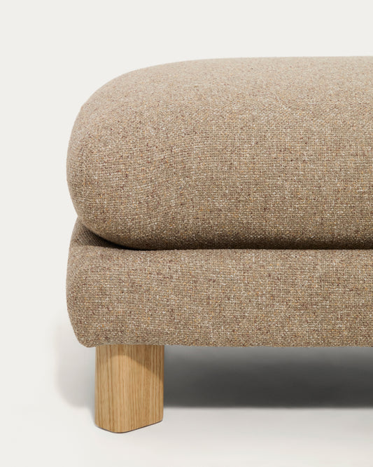 Vera light brown footrest with natural-finish solid ash wood legs 80 x 80 cm FSC Mix Credit