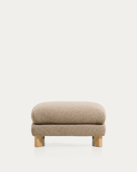 Vera light brown footrest with natural-finish solid ash wood legs 80 x 80 cm FSC Mix Credit