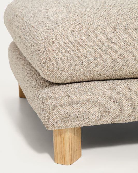 Vera beige footrest with natural-finish solid ash wood legs 80 x 80 cm FSC Mix Credit