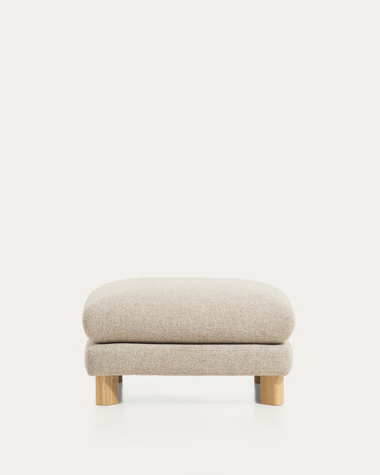 Vera beige footrest with natural-finish solid ash wood legs 80 x 80 cm FSC Mix Credit