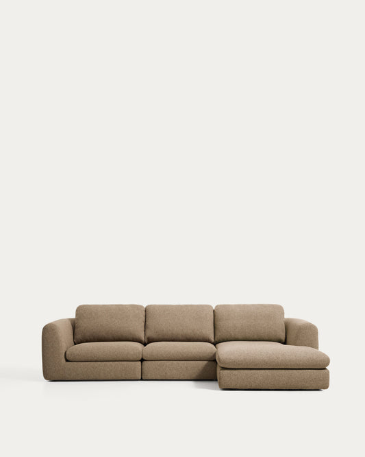 Vera light brown 4-seater sofa and right-hand chaise longue 322 cm FSC Mix Credit