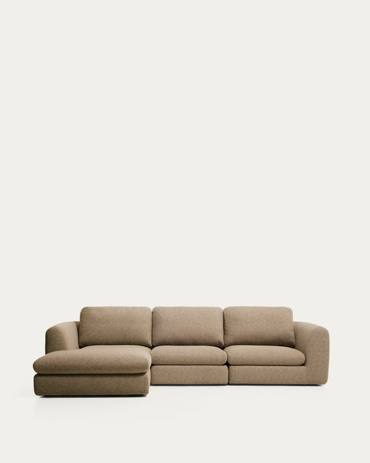 Vera light brown 4-seater sofa with left-hand chaise longue 322 cm FSC Mix Credit