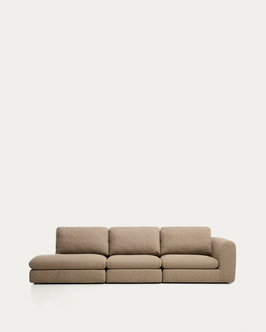 Vera light brown 4-seater sofa with left-hand end section 325 cm FSC Mix Credit