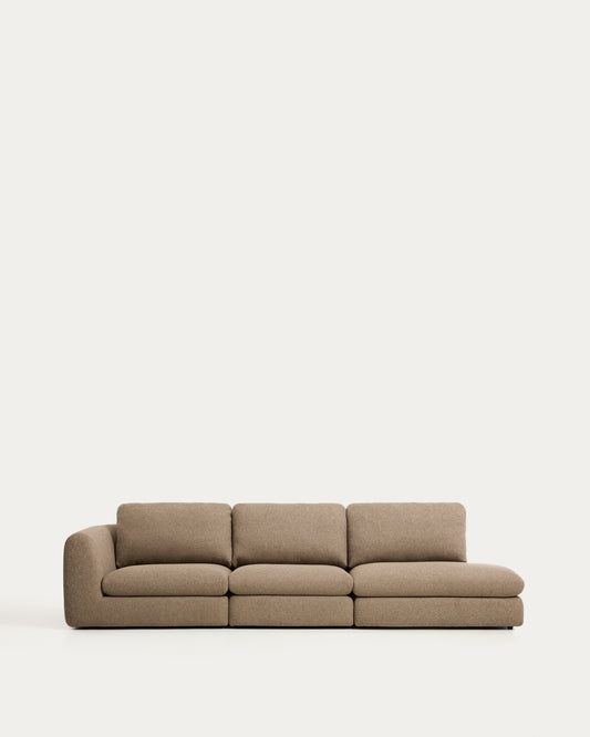 Vera light brown 4-seater sofa with right-hand end section 322 cm FSC Mix Credit