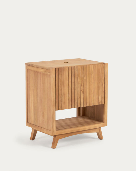 Meuble salle de bains rectangulaire Kuveni en bois de teck 70 x 50 cm