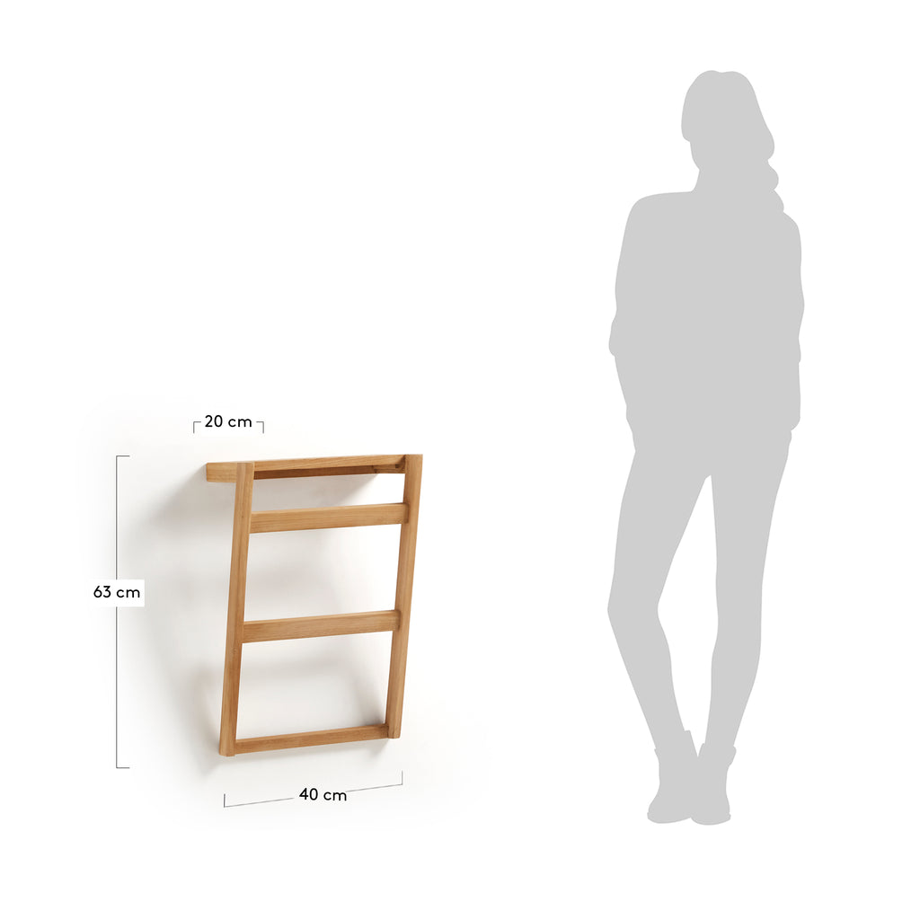 Porte-serviettes mural Kuveni en bois de teck 40 x 63 cm